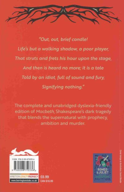 Dyslexia Macbeth back cover